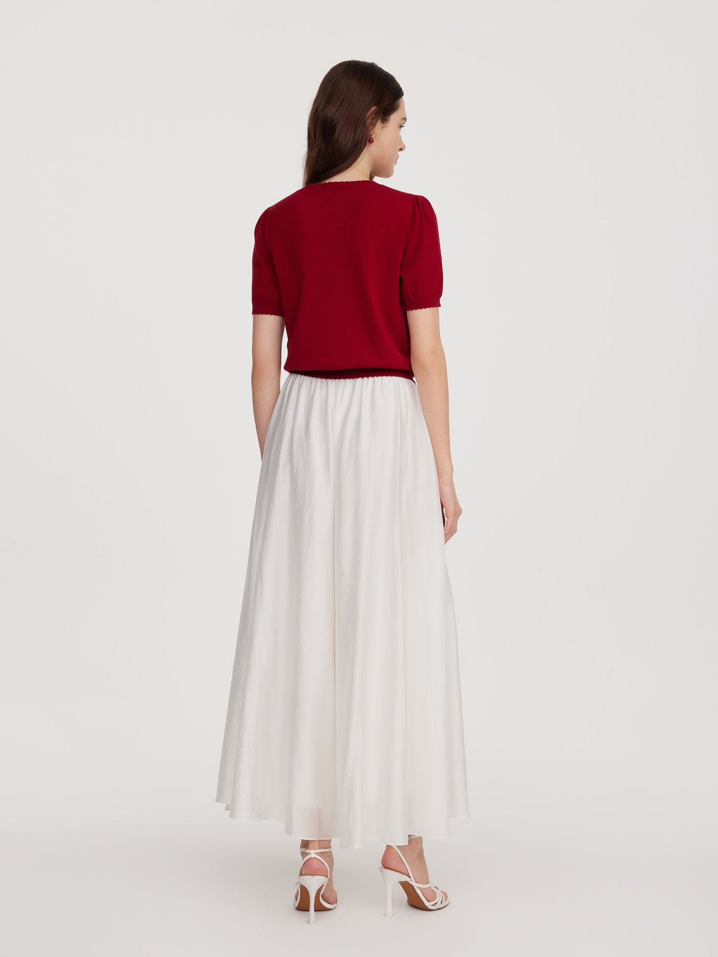 Lyocell Blend Jacquard Women Knit Top With Detachable Knit Flowers