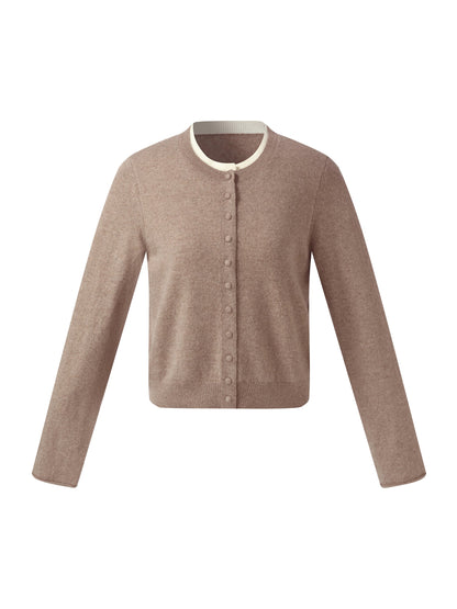 100% Cashmere Faux Two-Piece Women Cardigan
