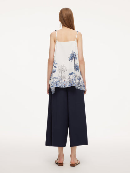 Linen Blend A-Line Women Culottes