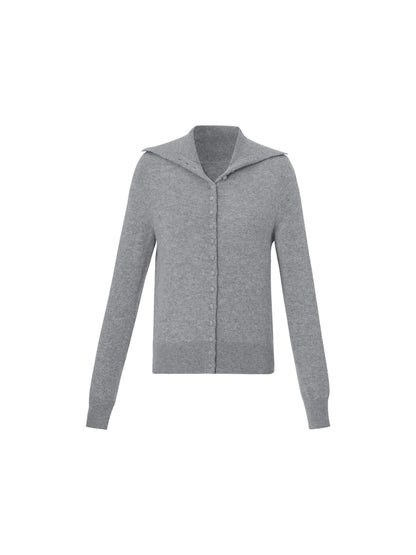 100% Cashmere Folded Collar Women Cardigan