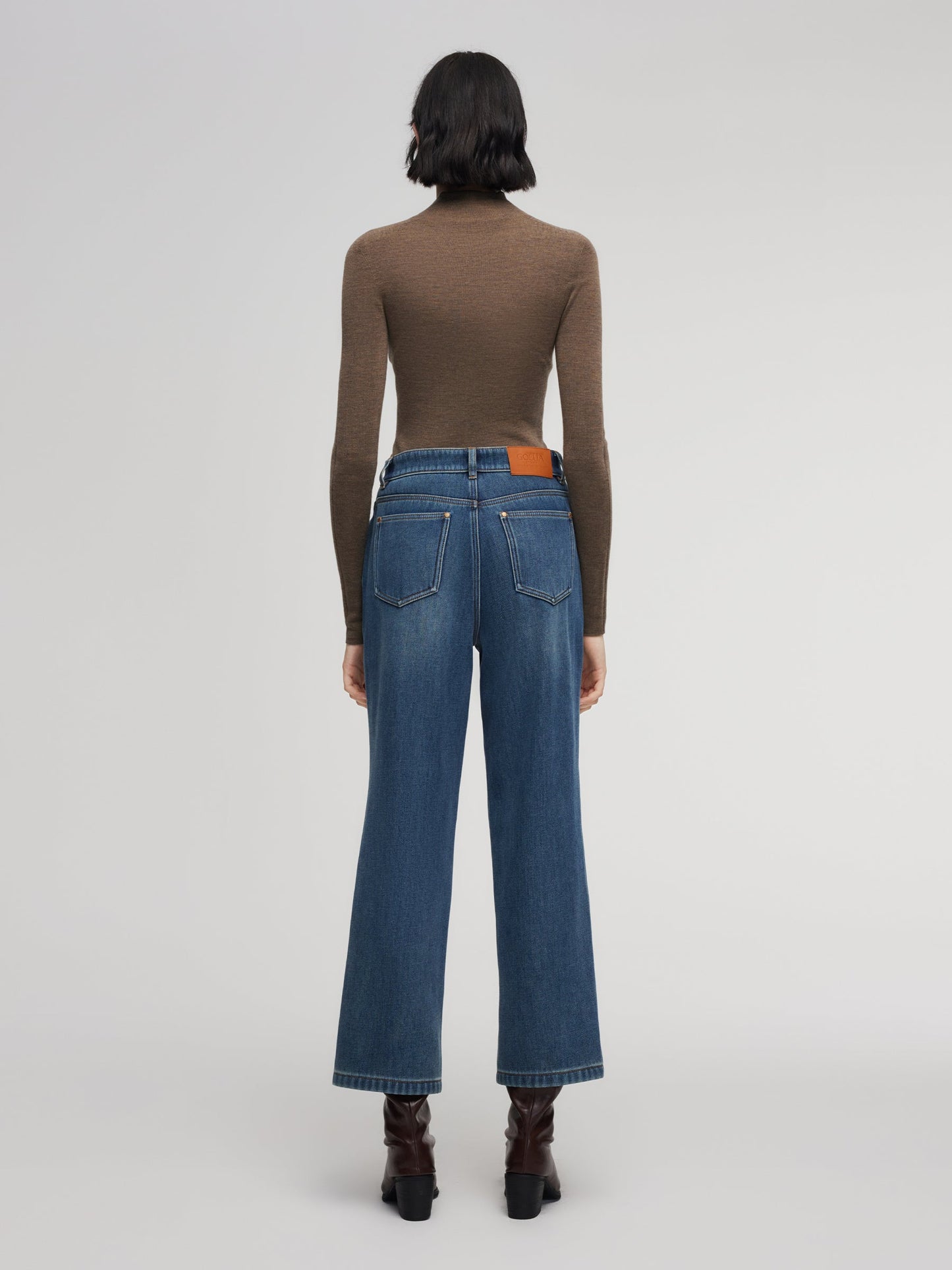 100% Cotton Denim Fleece Lined Women Straight Ankle Length Jeans
