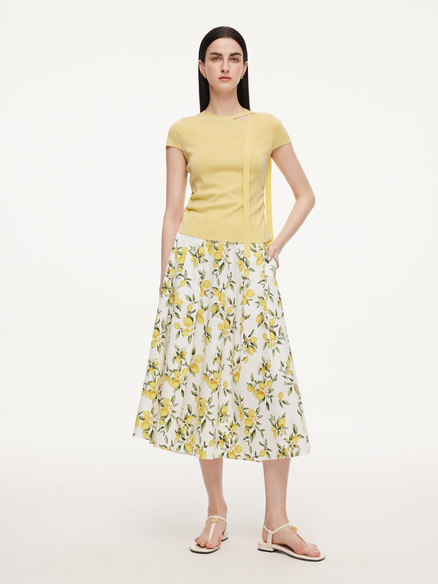 Triacetate Lyocell Blend Women Ribbon Knit Top