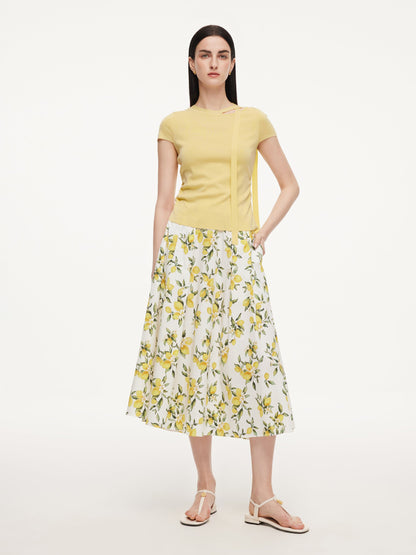 Triacetate Lyocell Blend Women Ribbon Knit Top