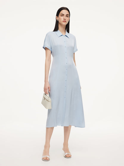 22MM Mulberry Silk Women Maxi Shirt Dress