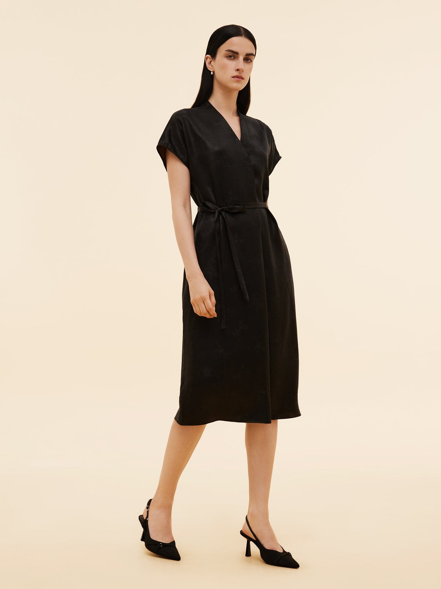 19MM Xiang Yun Silk V-Neck Women Midi Dress