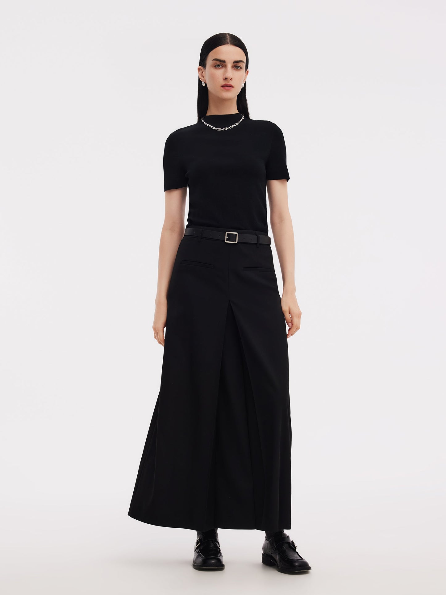 Tencel Acetate Blend Women Side Pleat Knit Top