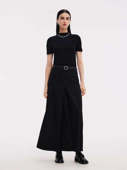 Tencel Acetate Blend Women Side Pleat Knit Top