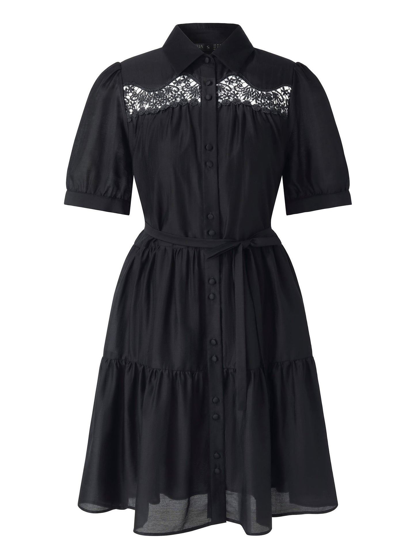 Tencel Blend Women Tiered Mini Dress With Ribbon