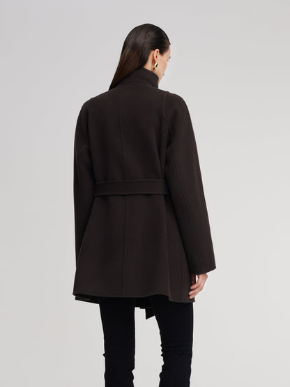 Cashmere Wool Blend Convertible Collar Women Wrap Coat