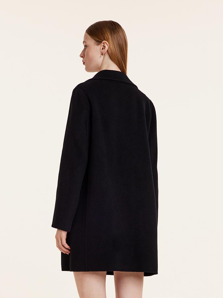 Wool And Cashmere Double-Faced Notched Lapel Women Coat
