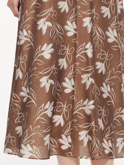 Tencel Blend Floral Print Women Skirt