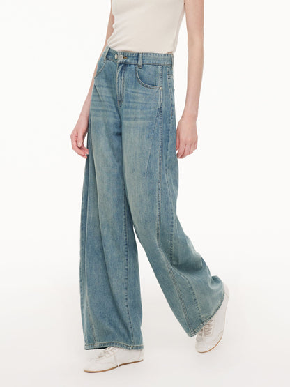 100% Cotton Denim Women Curved Leg Jeans