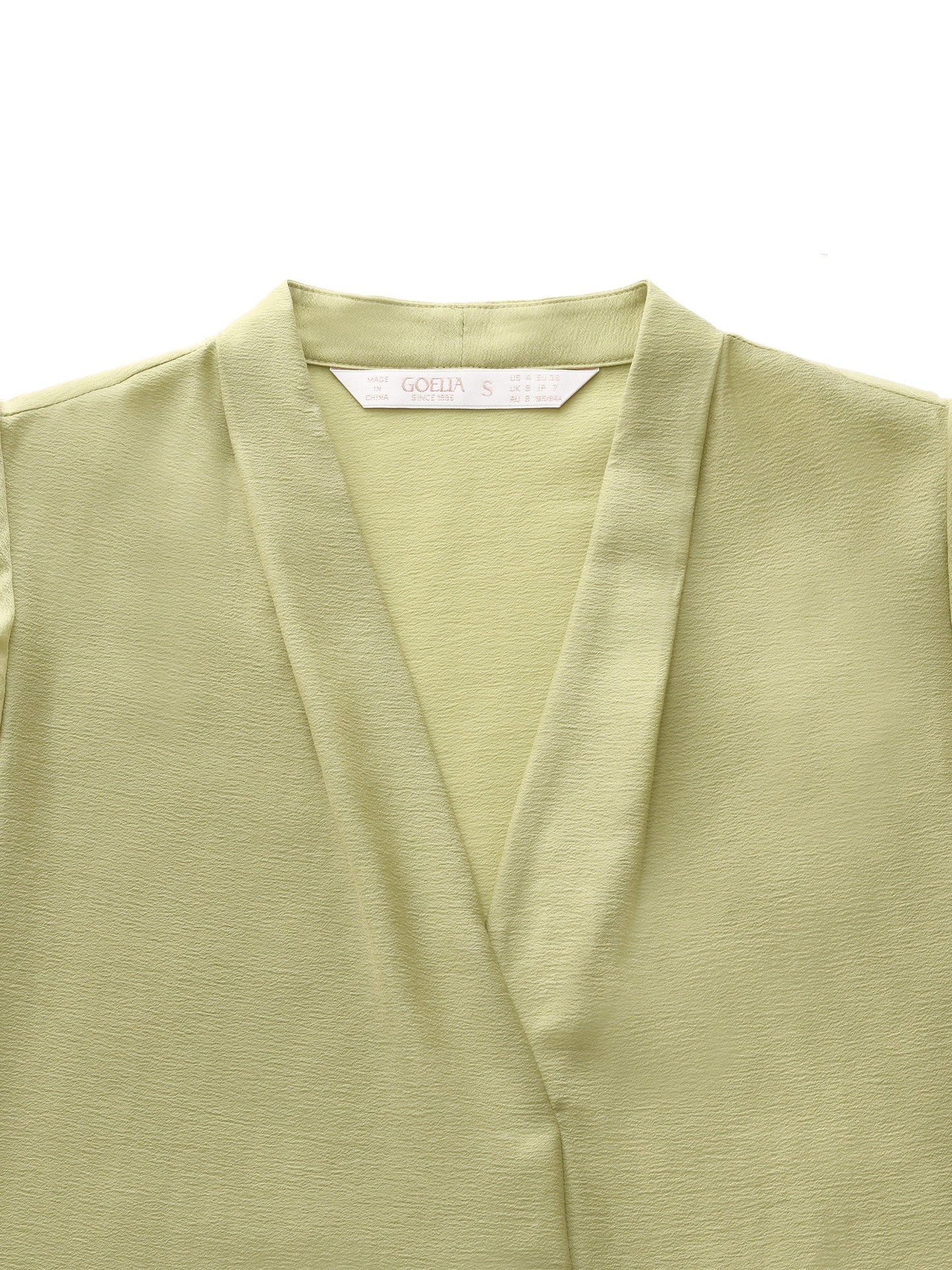 Acetate Blend V-Neck Women Ruffle Sleeve Blouse