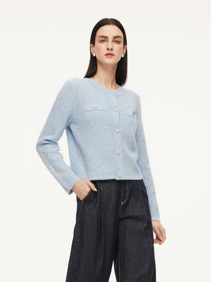 Round Neck Single-Breasted Women Cardigan