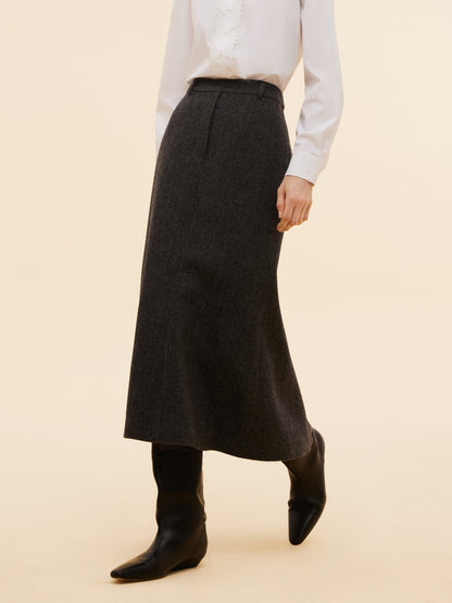 100% Washable Wool Back Slit Women Mermaid Skirt