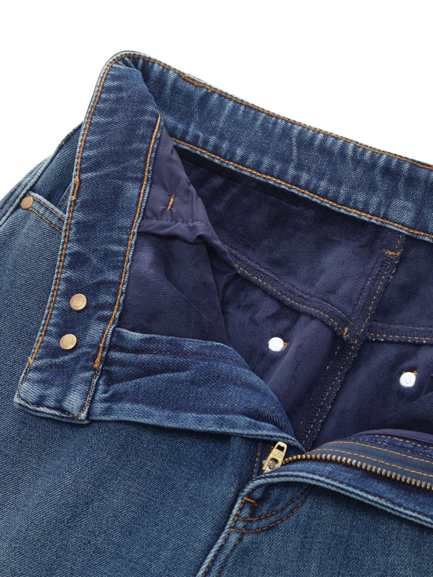 100% Cotton Denim Fleece Lined Women Straight Ankle Length Jeans