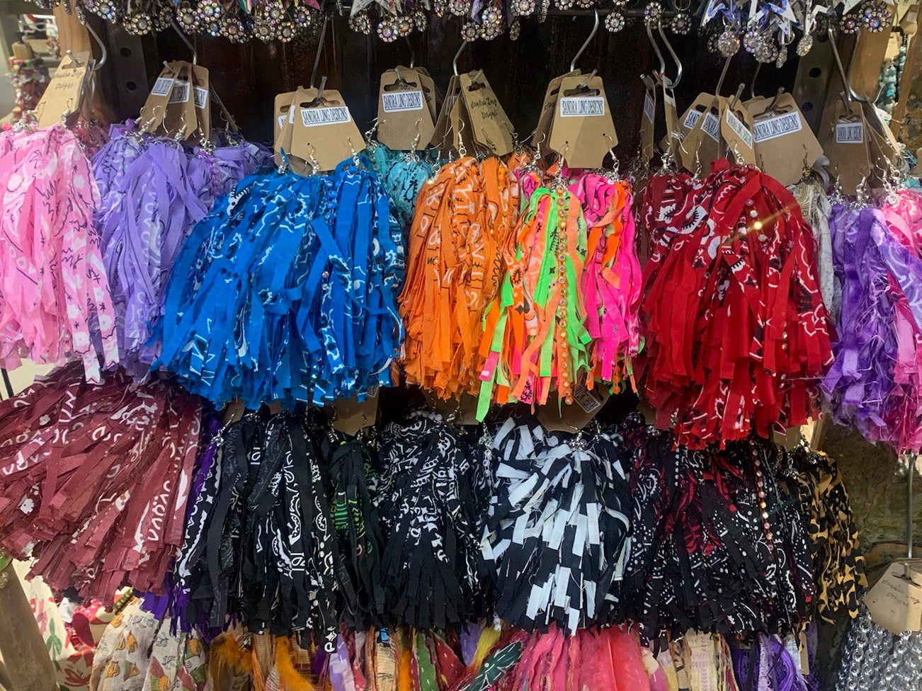 Bandana Fringe Fabric Statement Earrings by Sandra Ling Designs