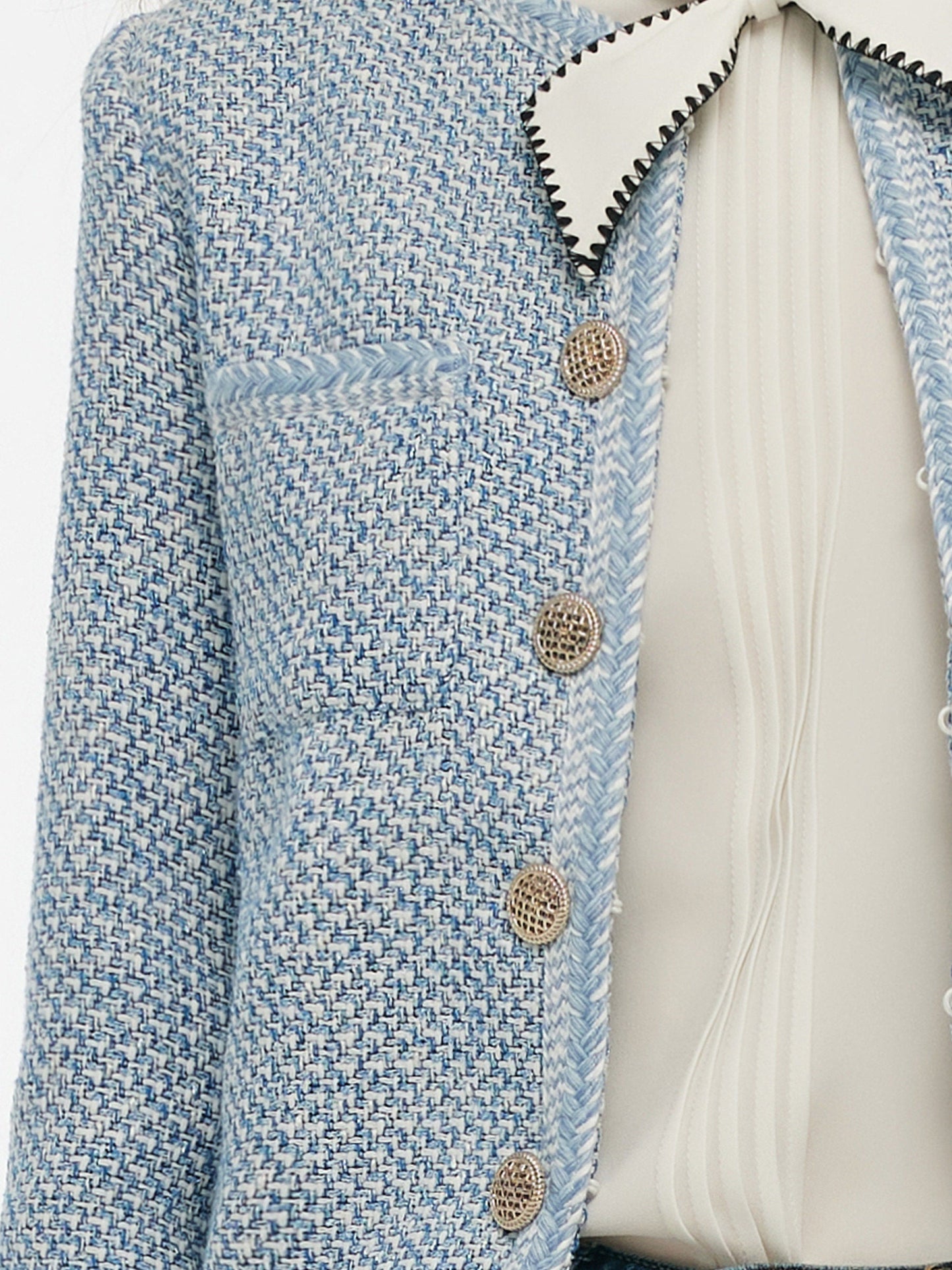 Tweed Round Neck Women Jacket