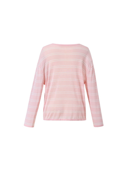 Lyocell Mulberry Silk Blend Stripe Women Knit Top