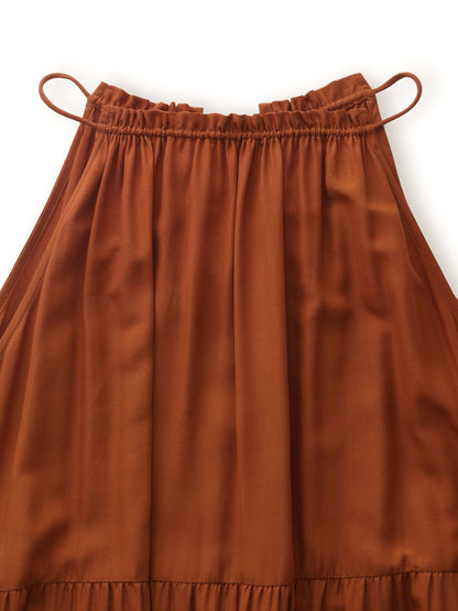 Tencel Acetate Blend Women Halter Maxi Dress