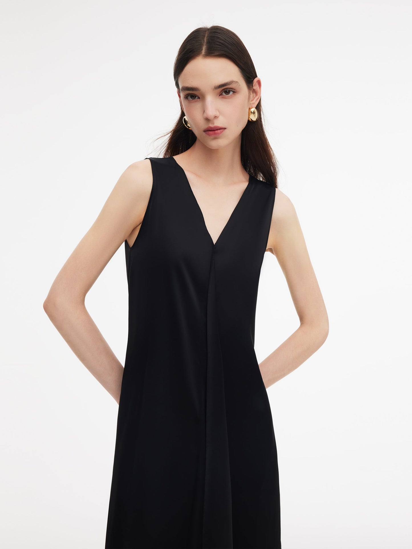 Triacetate Blend Women Sleeveless Reversible Midi Dress