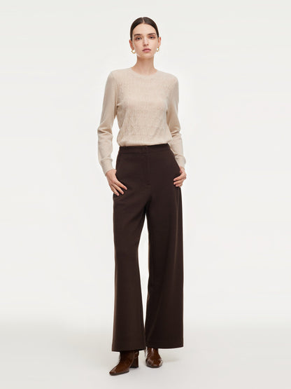 Adjustable Waist Straight Wide Leg Women Pants