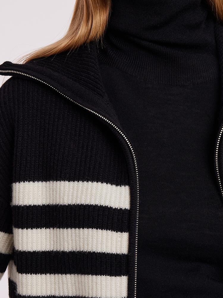 Woolen Knitted Stripe Women Cardigan