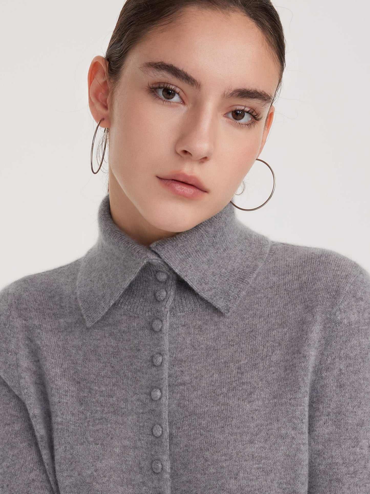 100% Cashmere Folded Collar Women Cardigan