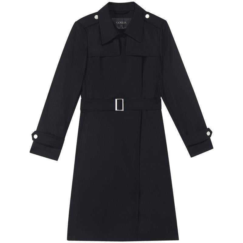 Worsted Woolen Women Trench Coat With Belt