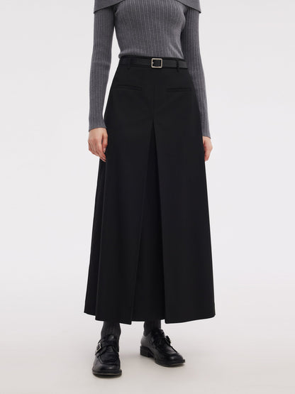 H-Line Pleated Women Skirt With Belt