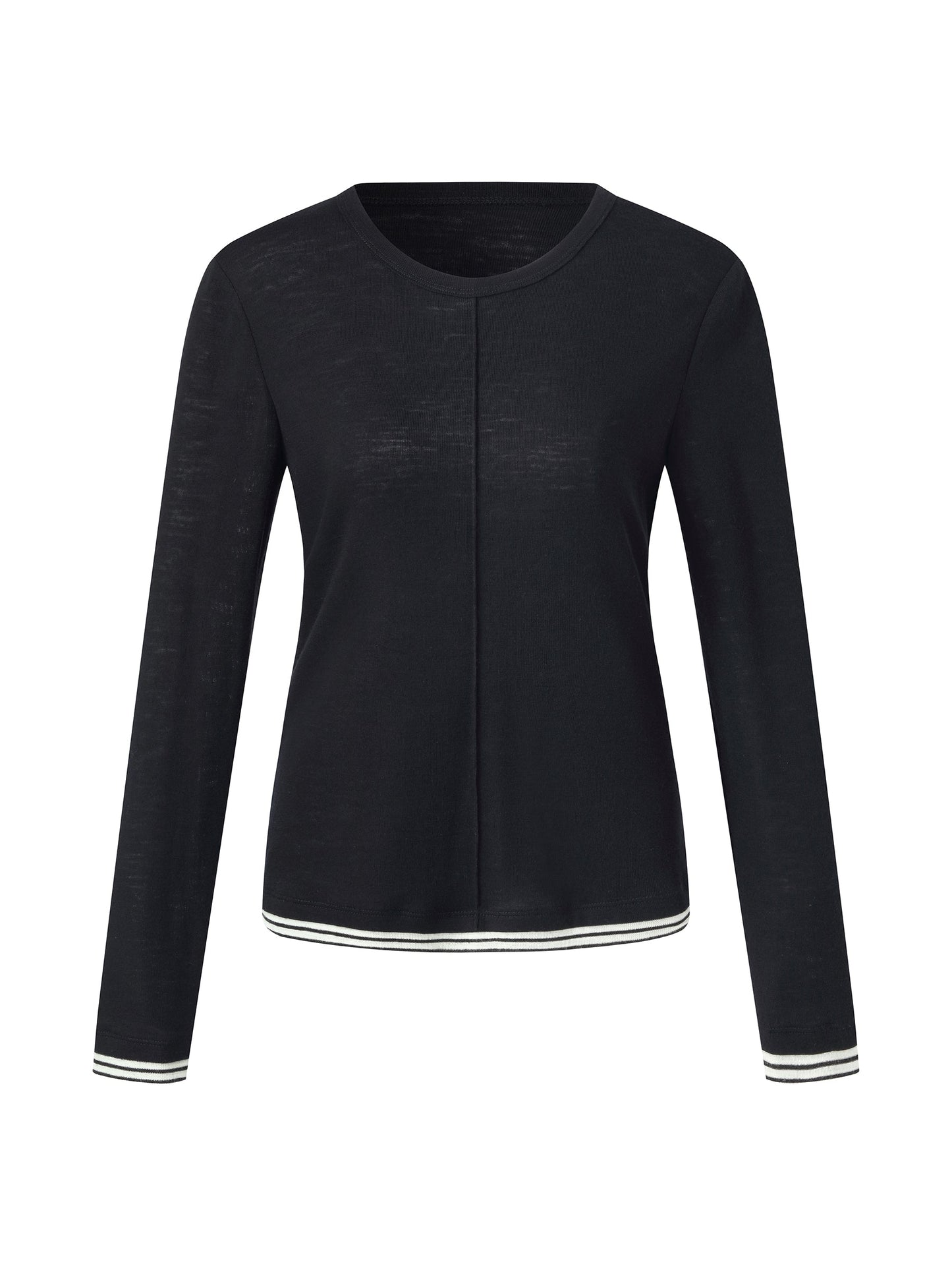 100% Wool Contrast Trim Women Knit Top