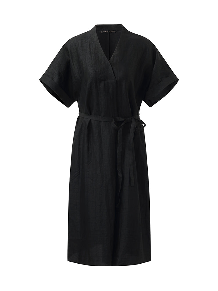 Xiang Yun Silk V-Neck Midi Dress