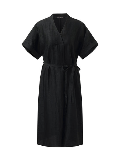 Xiang Yun Silk V-Neck Midi Dress