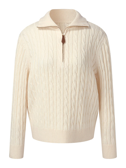 Wool Blend Half-Zip Women Sweater