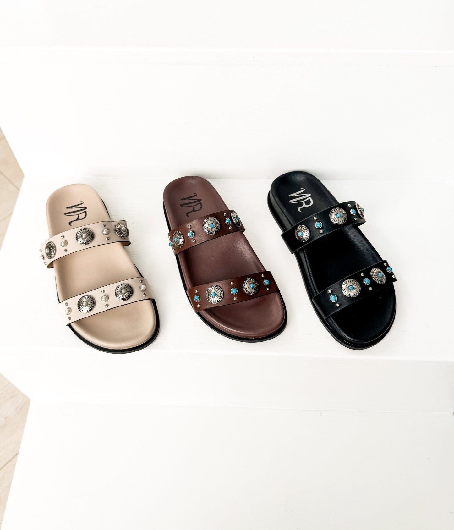 Briallen Western Studded Pearl Sandal in Cream