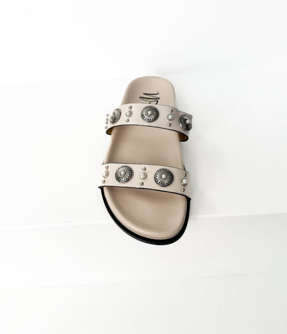 Briallen Western Studded Pearl Sandal in Cream