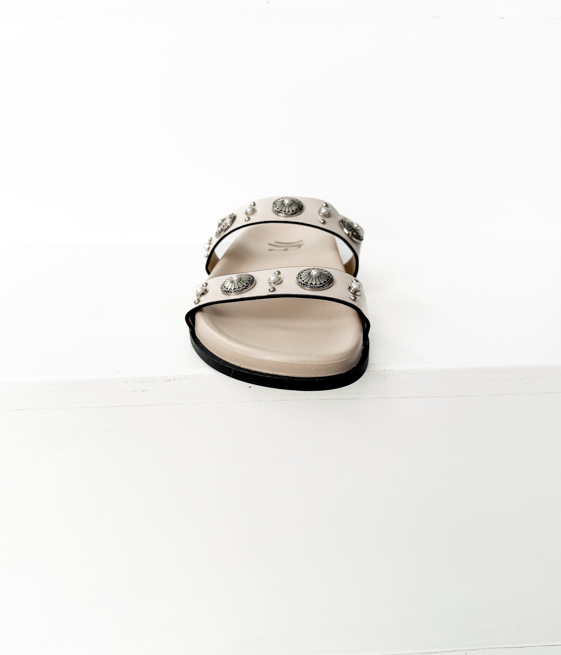 Briallen Western Studded Pearl Sandal in Cream