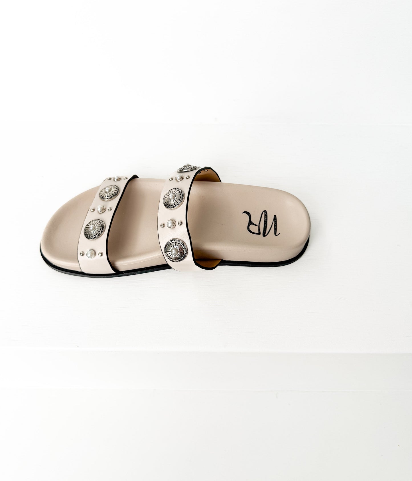 Briallen Western Studded Pearl Sandal in Cream