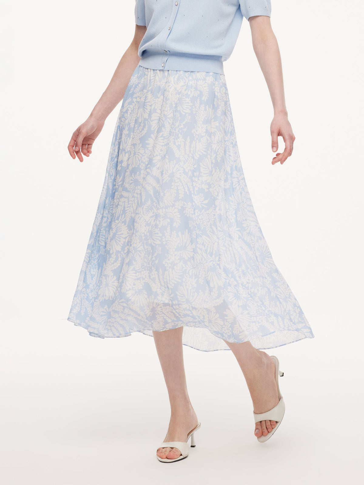 10MM Mulberry Silk Floral Print Women Skirt With Scrunchie