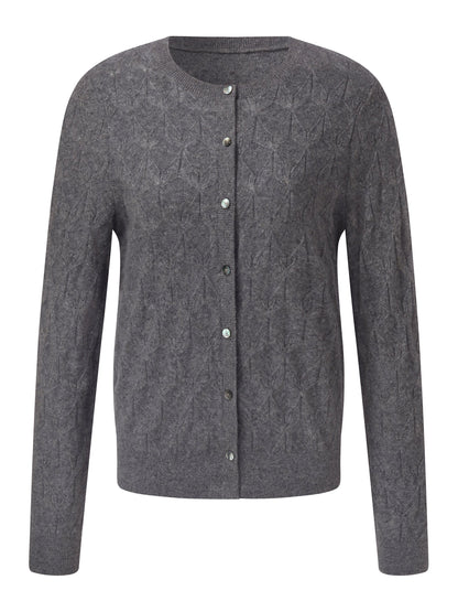 100% Cashmere Jacquard Women Cardigan