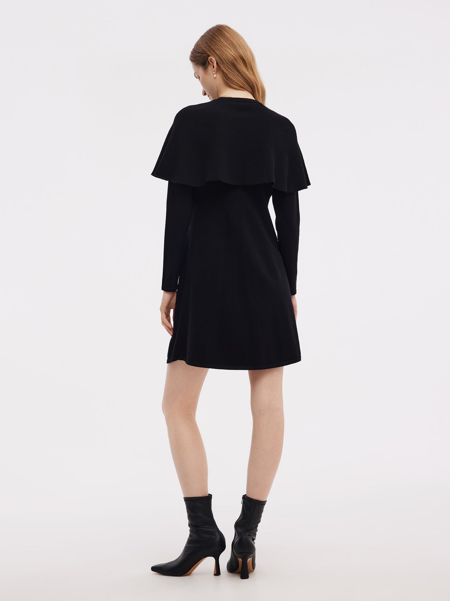 Tencel Blend Capelet Women Knit Mini Dress