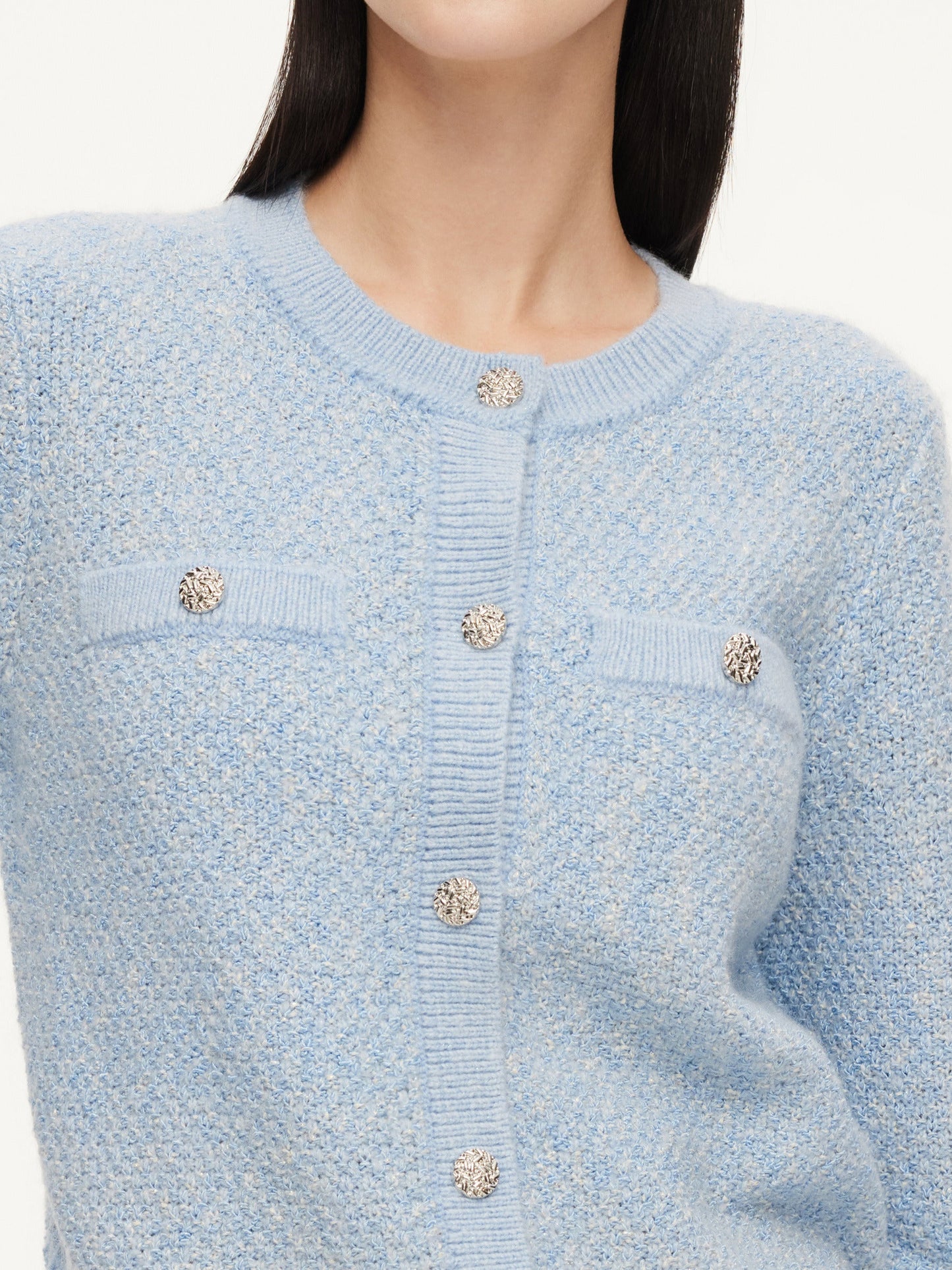 Round Neck Single-Breasted Women Cardigan