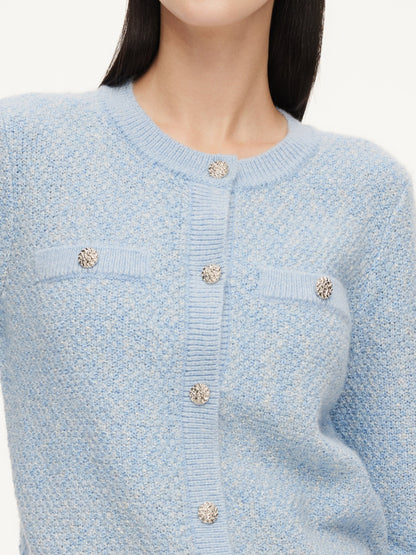 Round Neck Single-Breasted Women Cardigan