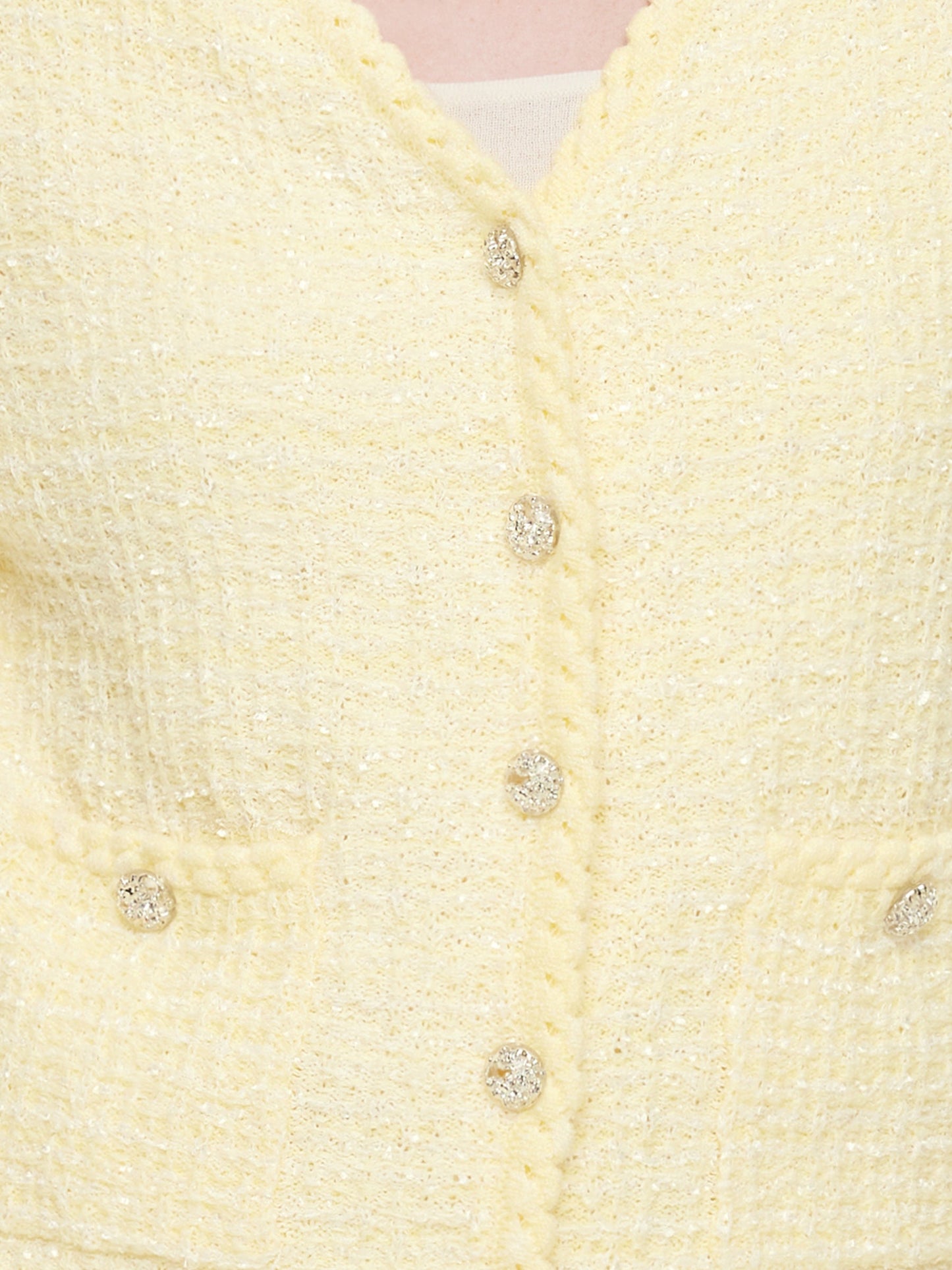 V-Neck Single-Breasted Women Textured Cardigan