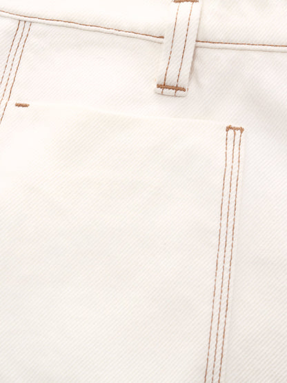 100% Cotton Denim Women Slim Fit Shorts With Belt