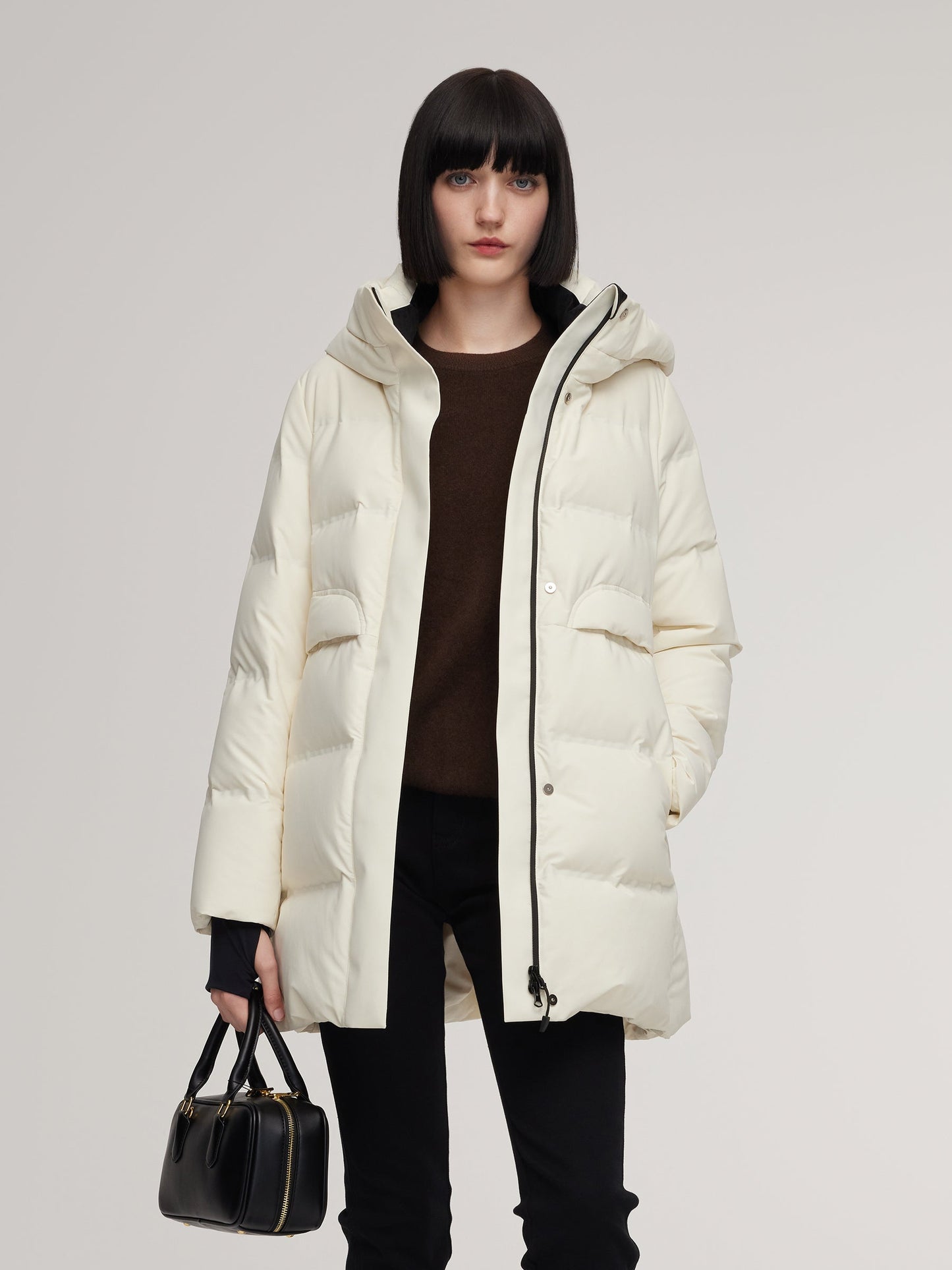 Thermal Tech Back Hooded Goose Down Coat