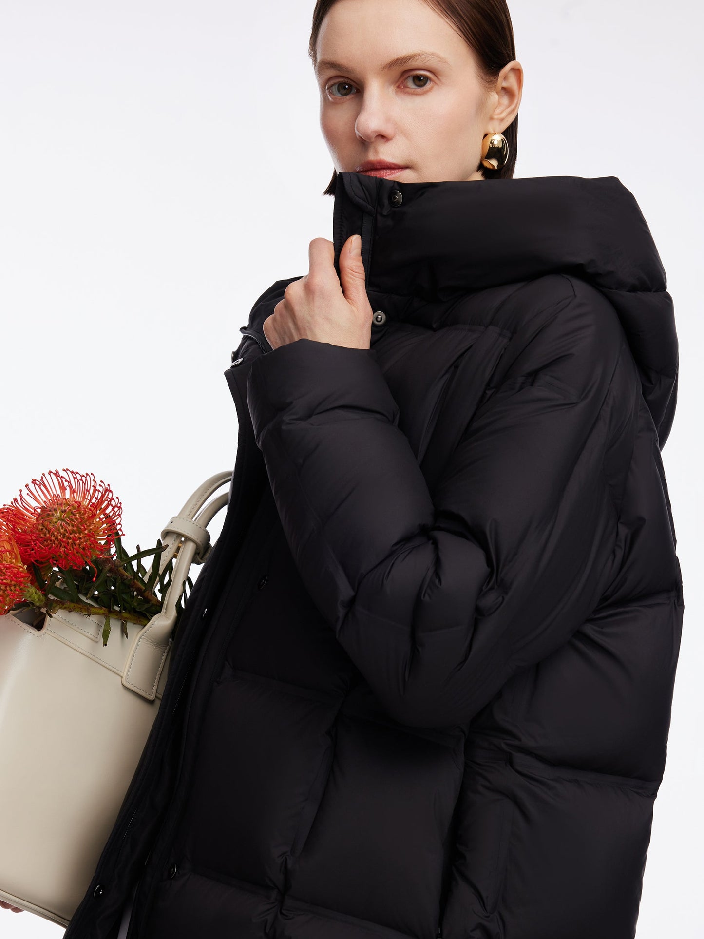 Windproof H-Line Hooded Goose Down Coat