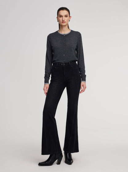 Brushed Denim Women Flared Jeans