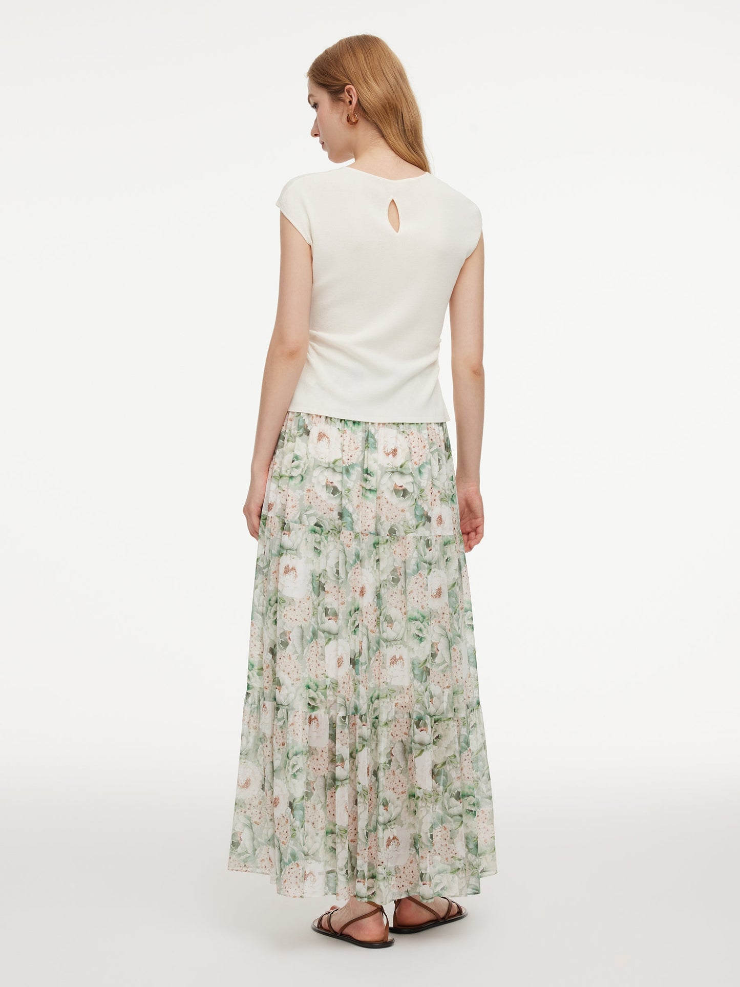 10MM Mulberry Silk Floral Print Women A-Line Skirt