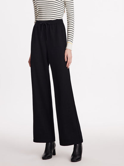 Knitted Straight Women Pants With Elastic Waistband